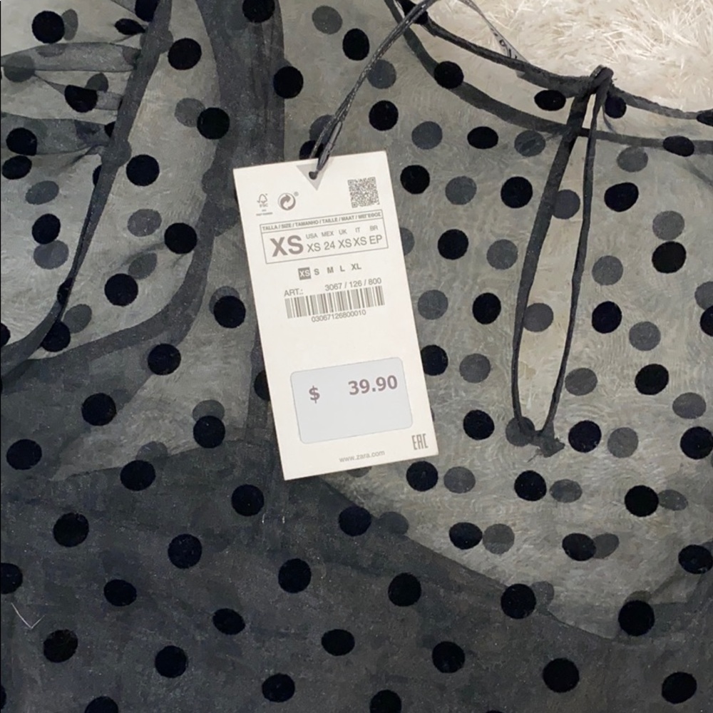 Zara black sheer polkadot crop top. - Picture 4 of 5